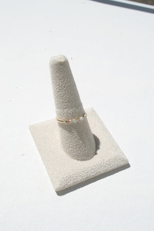 Four Step Ring, Opal & White Diamond