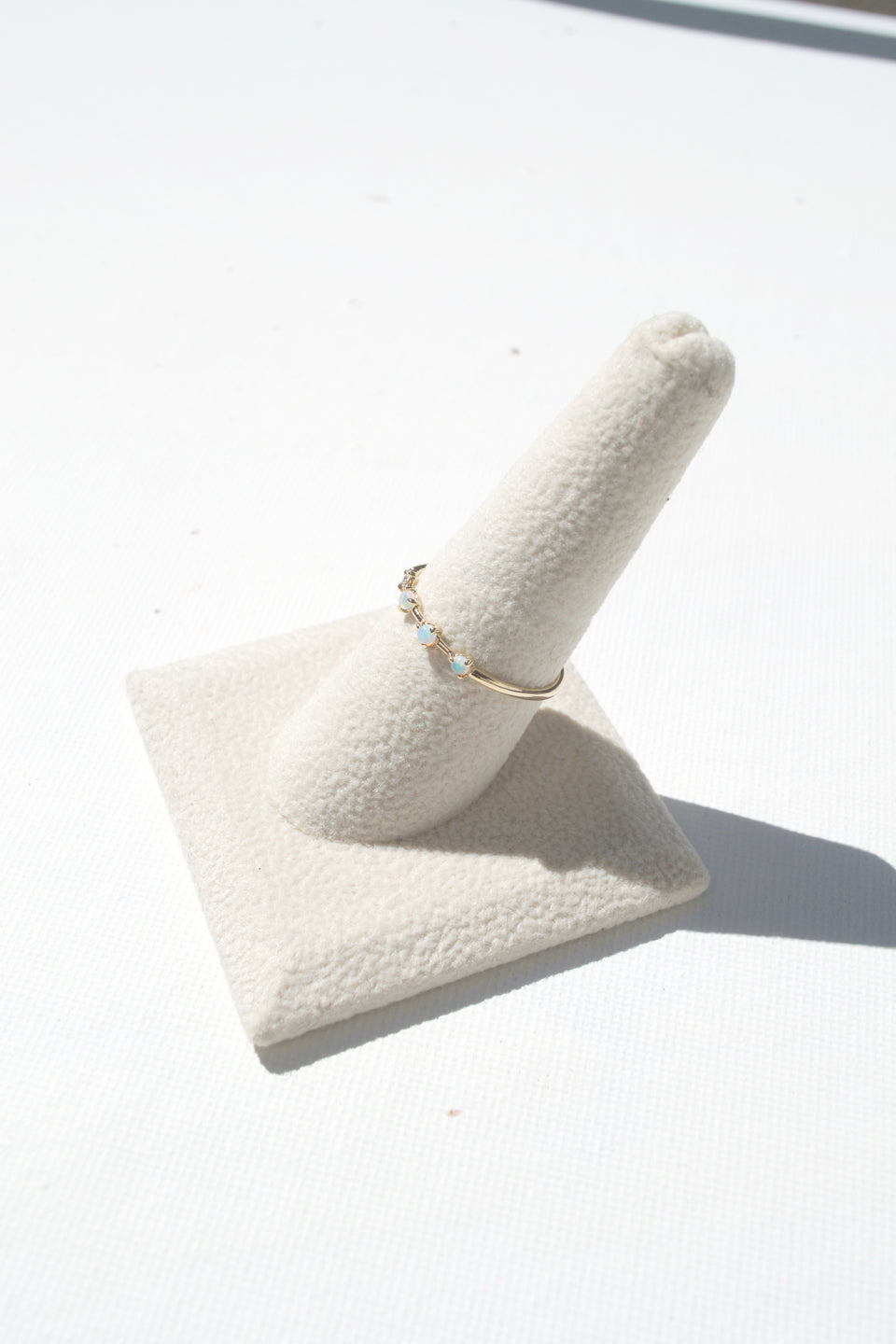 Four Step Ring, Opal & White Diamond