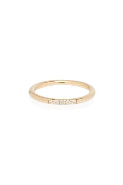 Thick Round Band with 5 Diamonds Ring