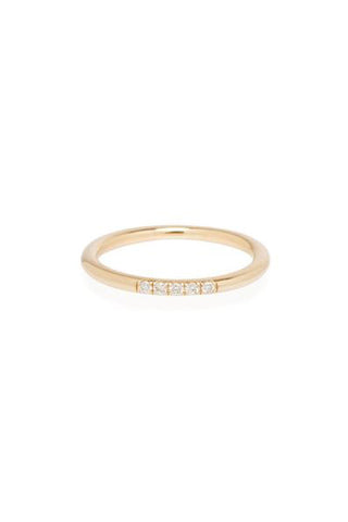 Thick Round Band with 5 Diamonds Ring